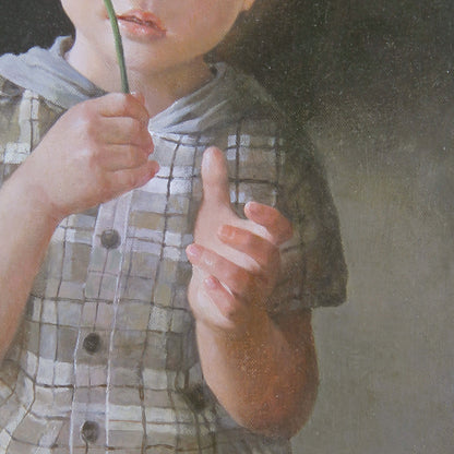 Child with a Red Rose | Original Oil Portrait Painting
