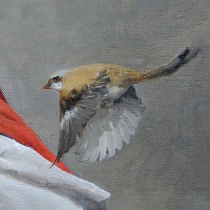 Child in Motion with Bird | Original Figurative Oil Painting