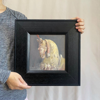 Old Horse Painting – Original Animal Oil Painting 20 × 20 cm