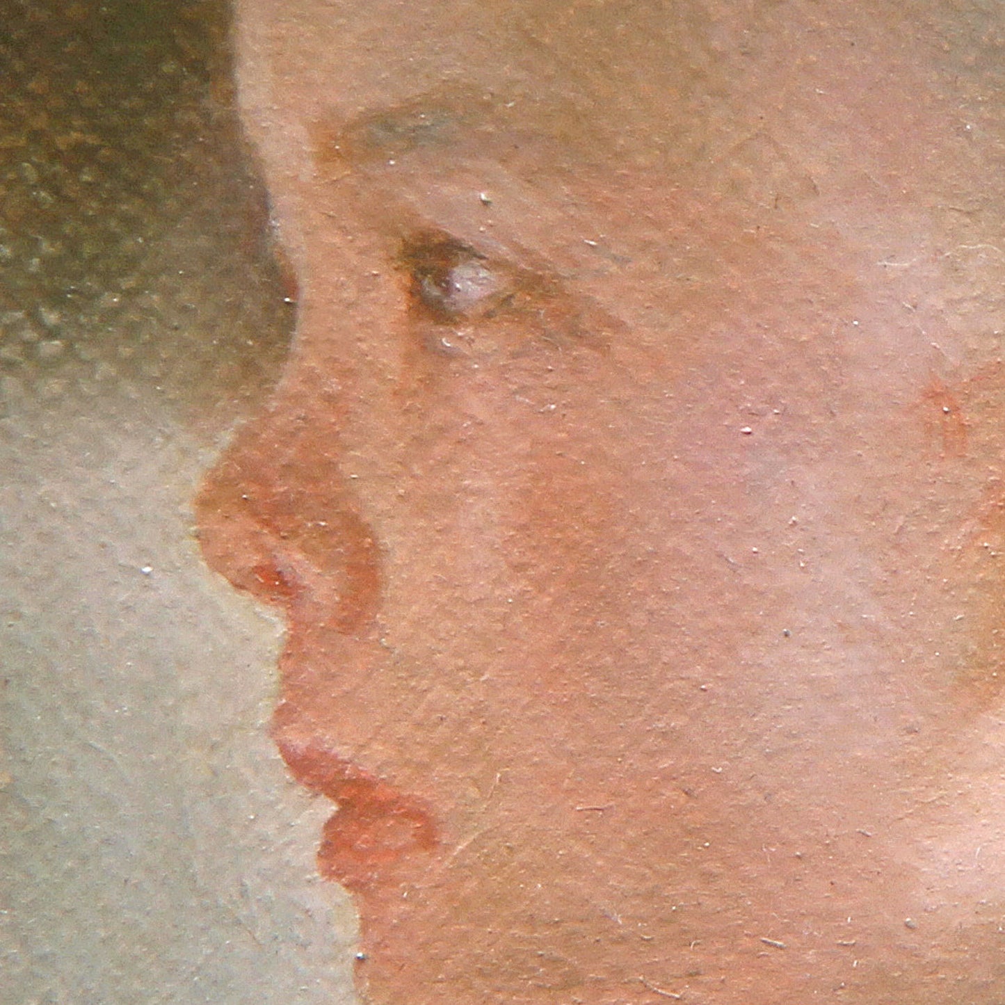Original Child Portrait Oil Painting – Boy Profile Figurative Wall Art