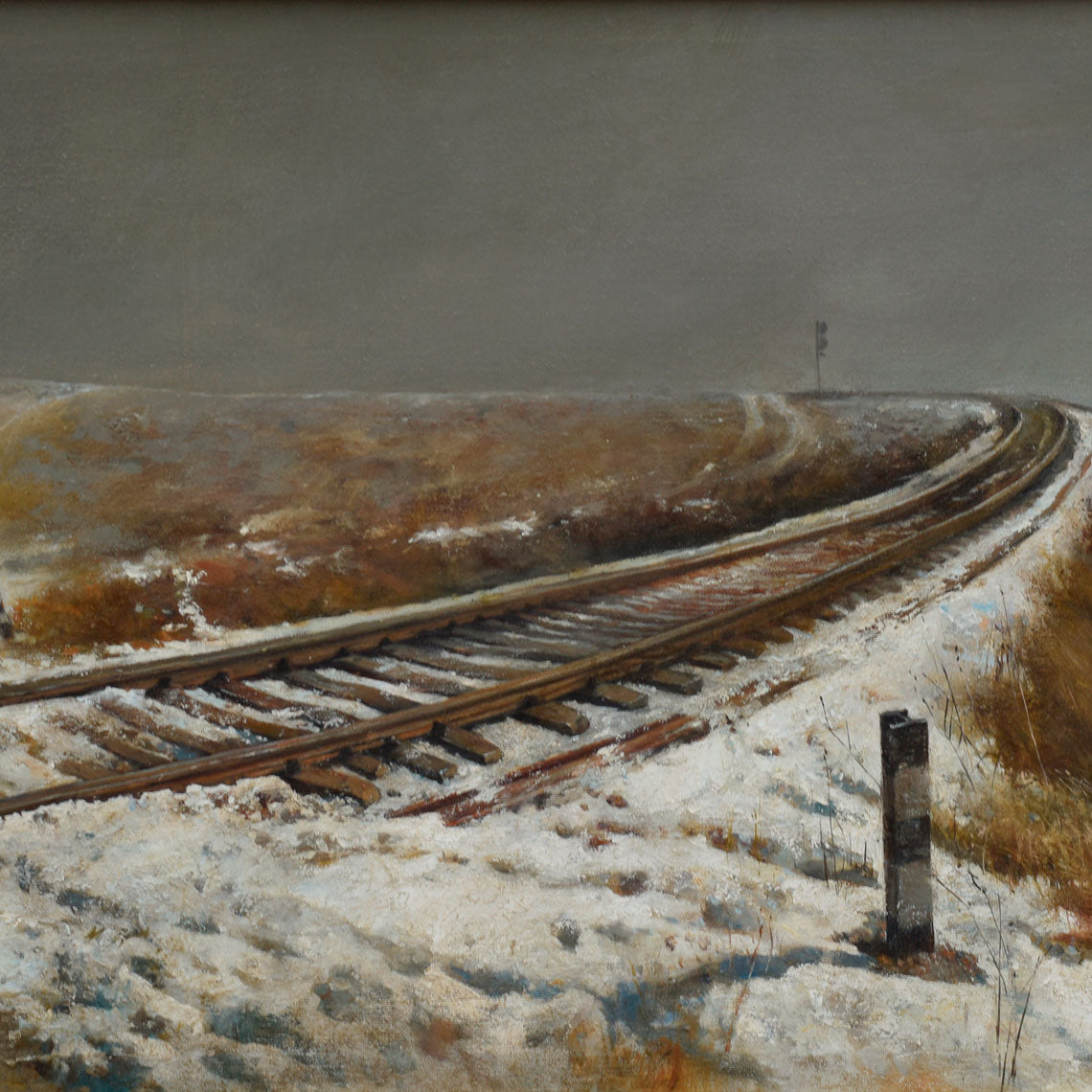 Winter Railway in Snow | Original Landscape Oil Painting