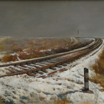 Winter Railway in Snow | Original Landscape Oil Painting