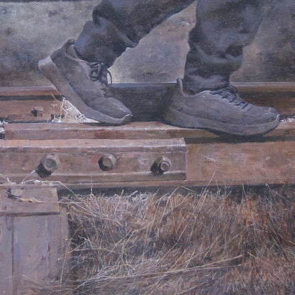 Weathered Structure and Grass | Original Oil Painting
