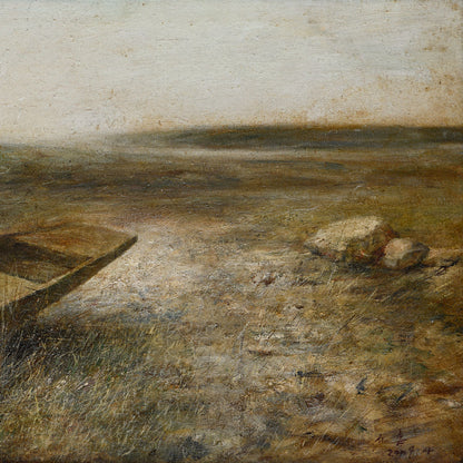 Abandoned Boat in Field | Original Landscape Oil Painting