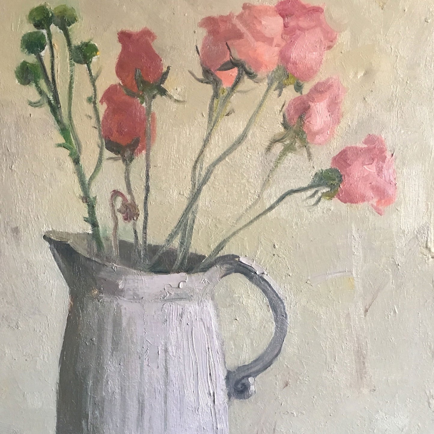 Still Life with Pink Flowers and Lemon | Original Oil Painting