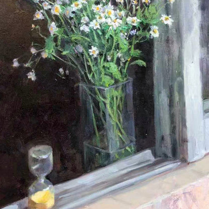 Window Still Life with Daisies | Original Oil Painting
