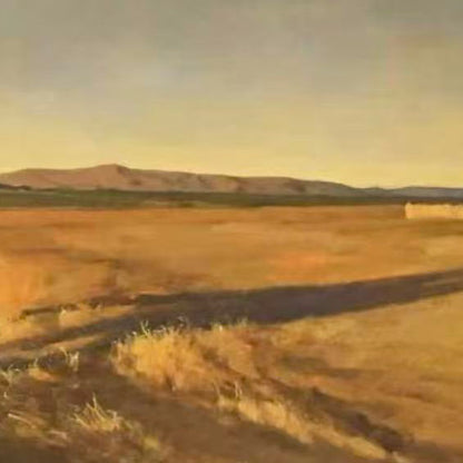 Original Oil Painting of a Wagon in Golden Fields – Rustic Landscape Wall Art