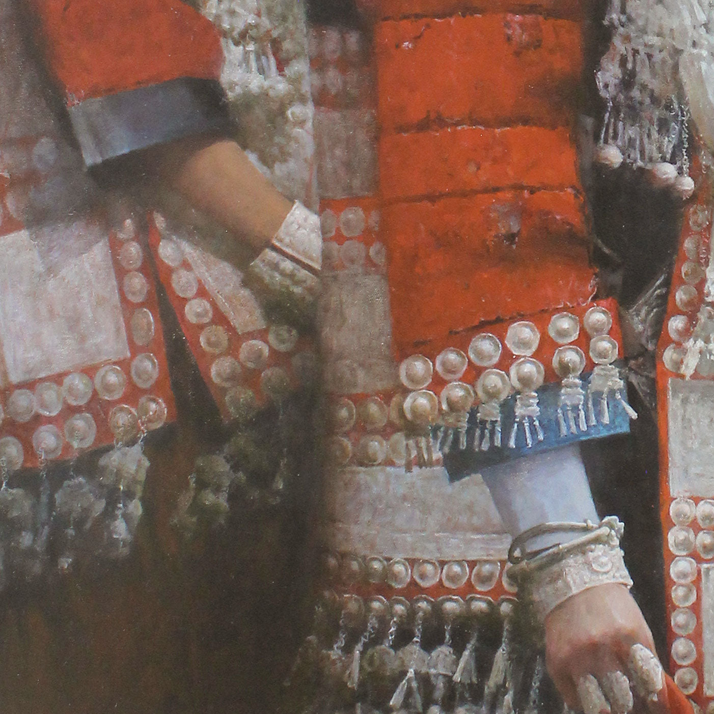 Original Ethnic Group Portrait Oil Painting – Traditional Costume Figurative Wall Art