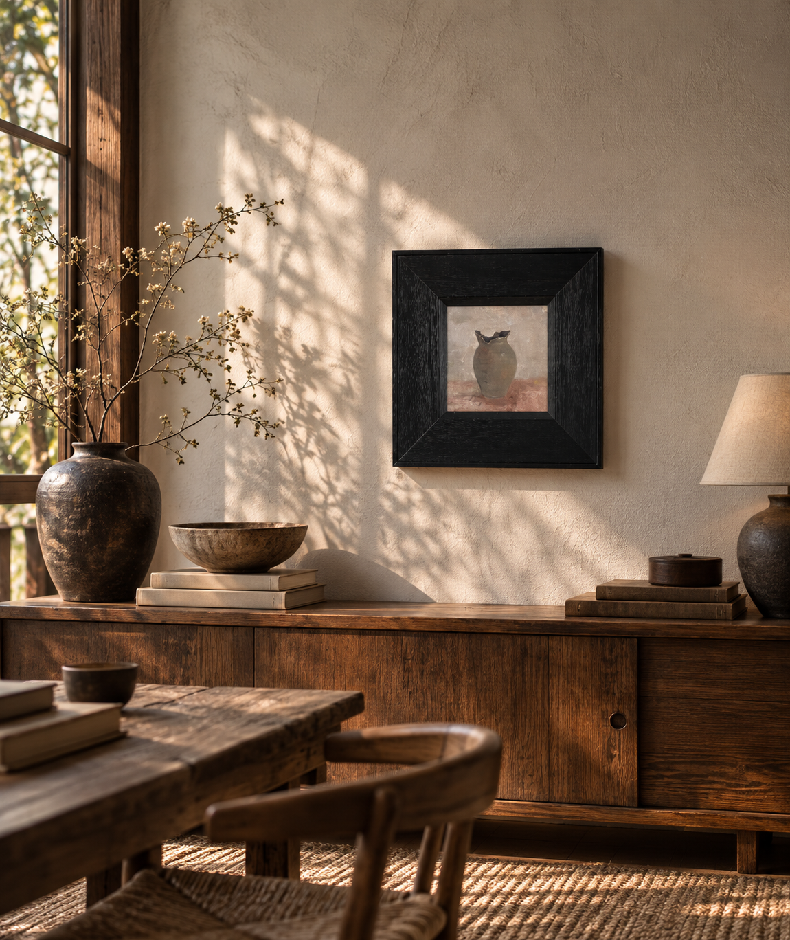 Dark Earthenware — Original Still Life Oil Painting