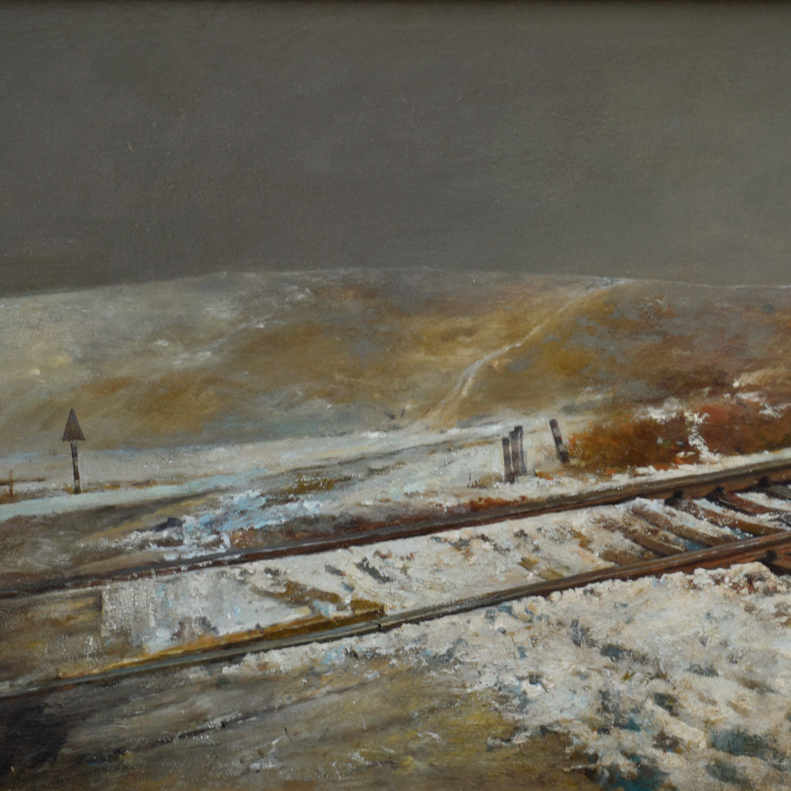 Winter Railway in Snow | Original Landscape Oil Painting