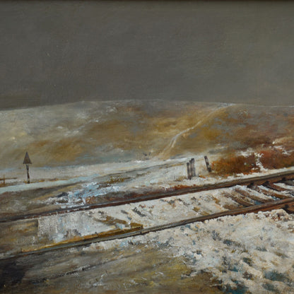 Winter Railway in Snow | Original Landscape Oil Painting