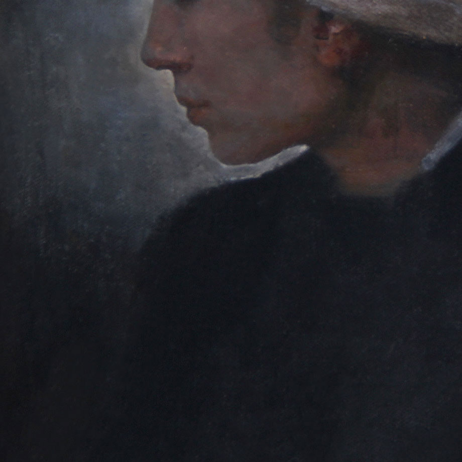 Woman in White Headscarf | Original Figurative Oil Painting