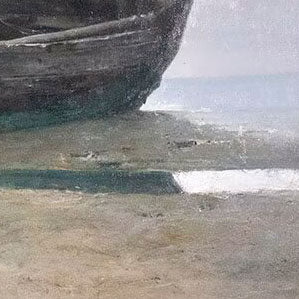 Beached Fishing Boat | Original Coastal Oil Painting