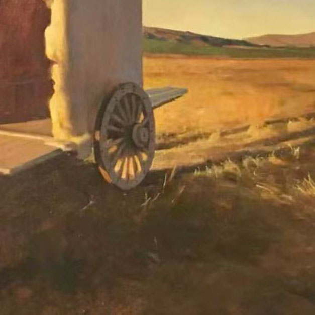 Original Oil Painting of a Wagon in Golden Fields – Rustic Landscape Wall Art