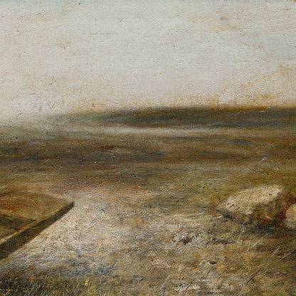Abandoned Boat in Field | Original Landscape Oil Painting