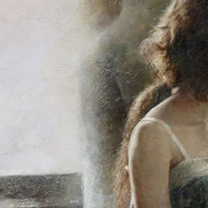 Woman by the Window in Soft Light | Original Figurative Oil Painting