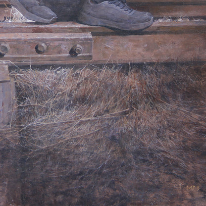 Weathered Structure and Grass | Original Oil Painting
