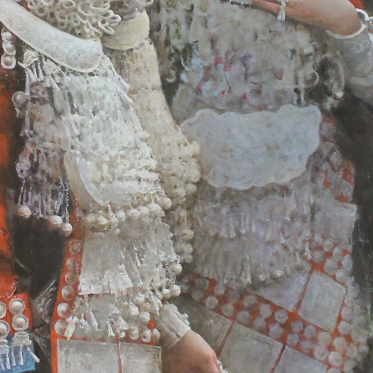 Original Ethnic Group Portrait Oil Painting – Traditional Costume Figurative Wall Art
