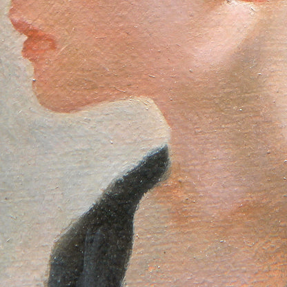 Original Child Portrait Oil Painting – Boy Profile Figurative Wall Art