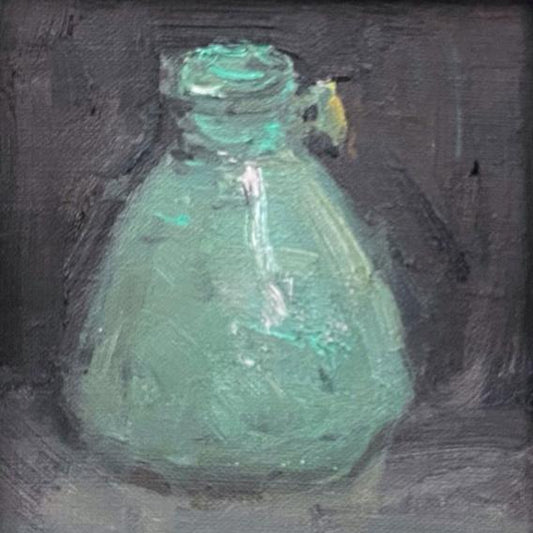 Moody Still Life Oil Painting (Framed) – Green Vase Original Artwork