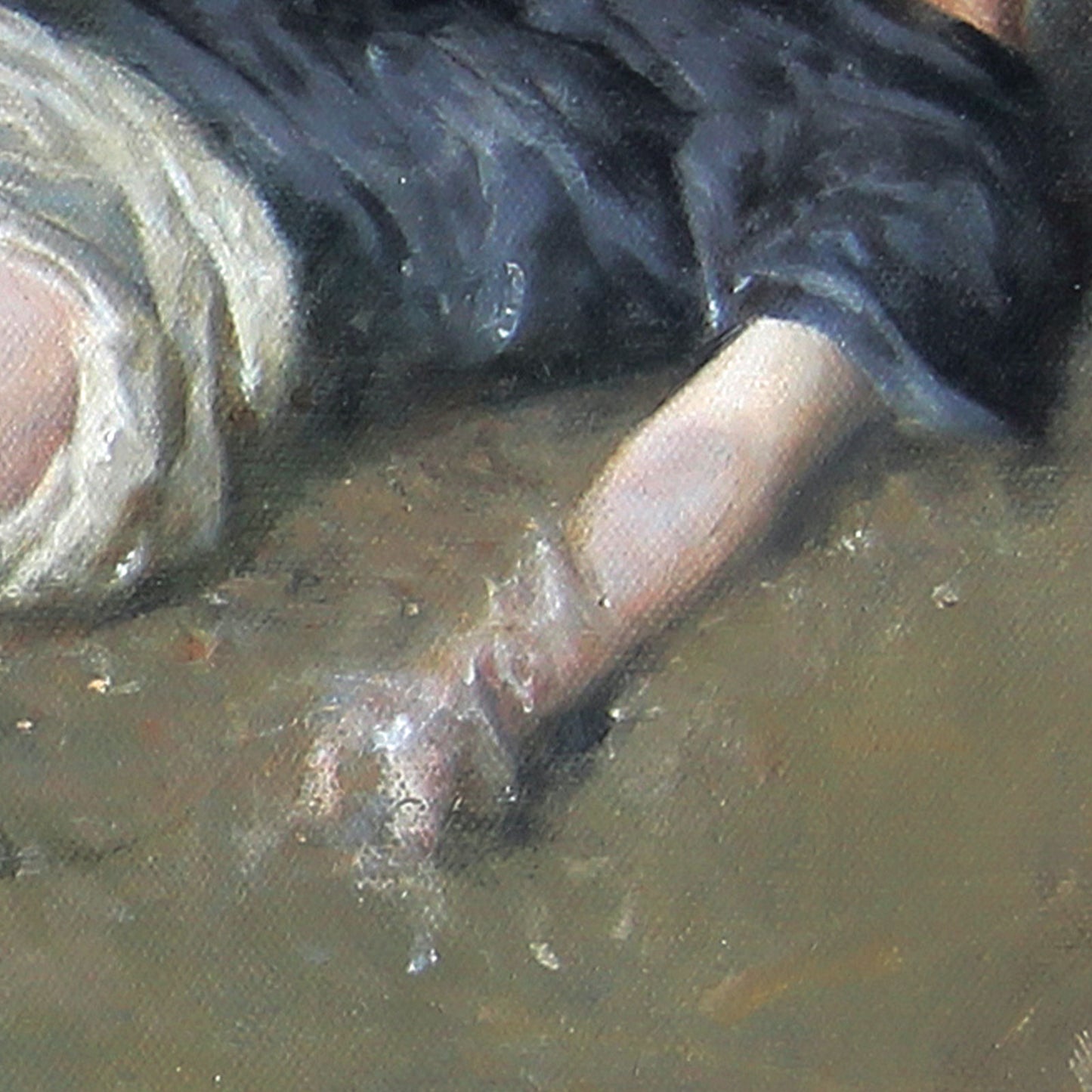 Boy on the Beach with Seagulls | Original Figurative Oil Painting