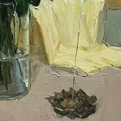Interior Still Life with White Roses | Original Oil Painting
