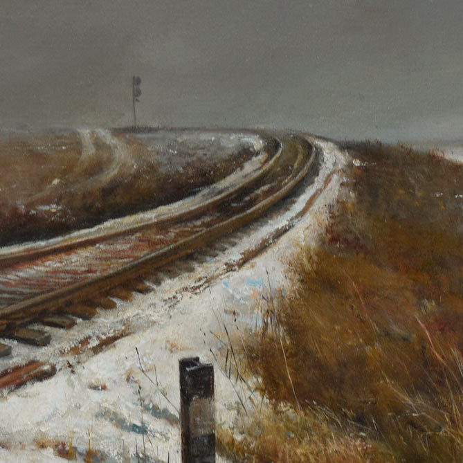 Winter Railway in Snow | Original Landscape Oil Painting