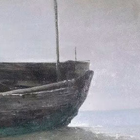 Beached Fishing Boat | Original Coastal Oil Painting