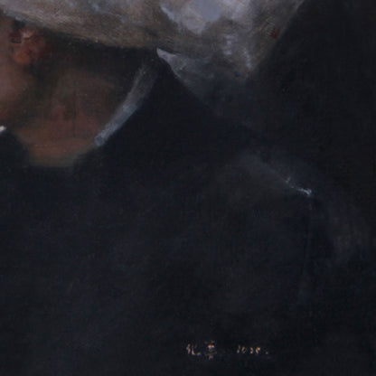 Woman in White Headscarf | Original Figurative Oil Painting