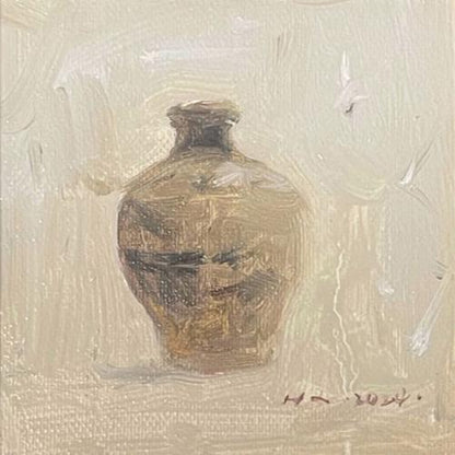 Small Still Life Oil Painting (Framed) – Minimal Vase Original Artwork