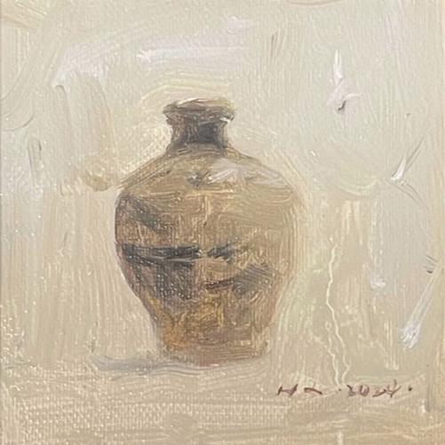 Small Still Life Oil Painting (Framed) – Minimal Vase Original Artwork