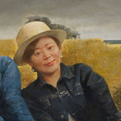 Original Figurative Group Oil Painting – Women in Landscape Wall Art