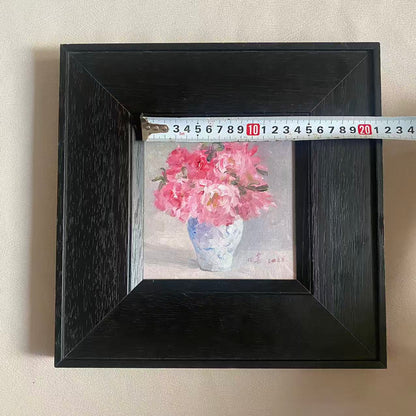 Pink Flowers in a Blue Vase – Original Flower Oil Painting for Home Decor