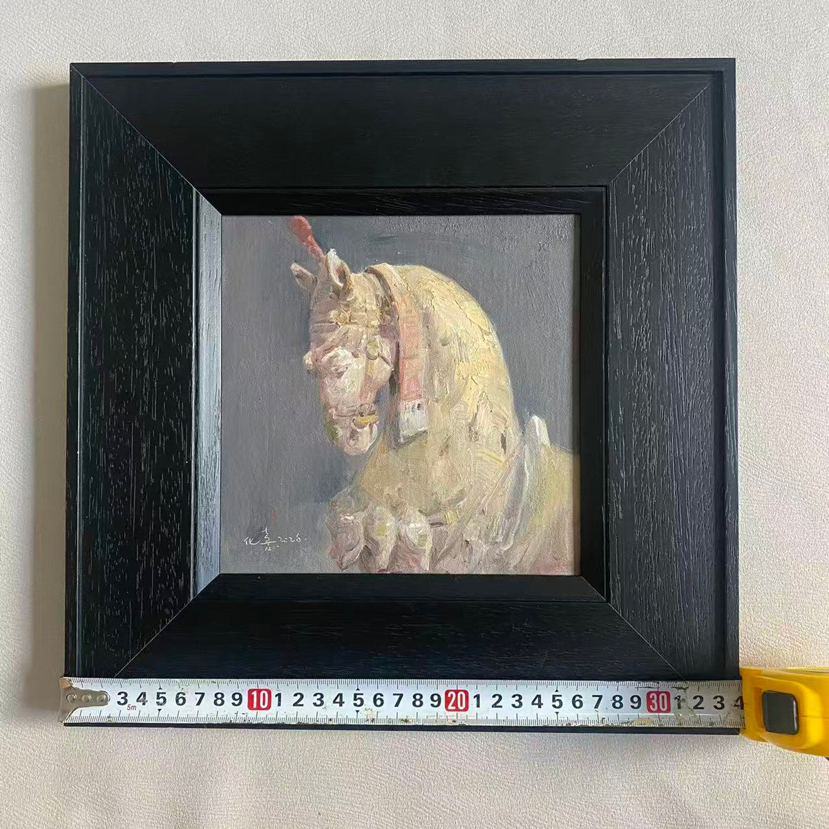 Old Horse Painting – Original Animal Oil Painting 20 × 20 cm
