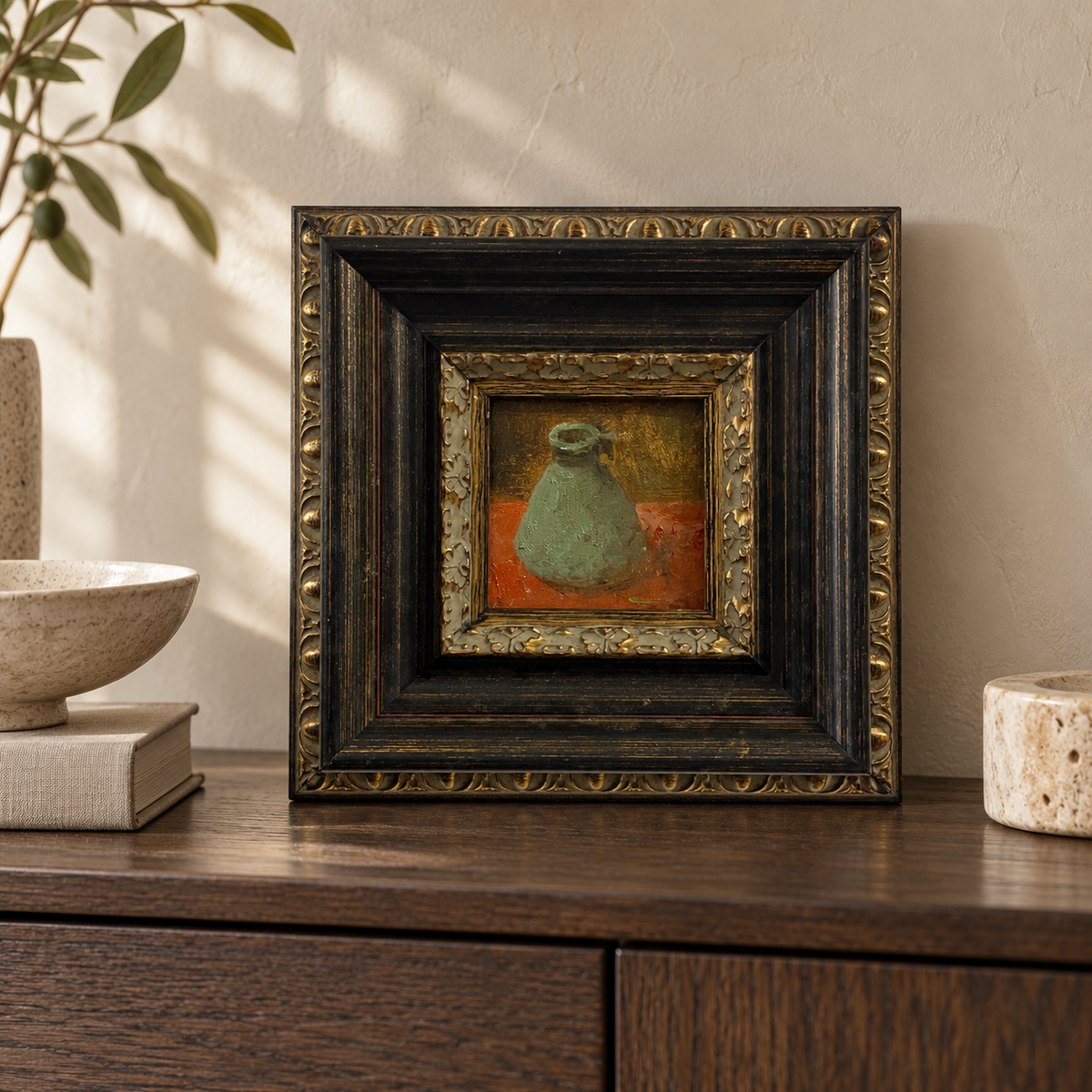 Green Vessel — Original Still Life Oil Painting