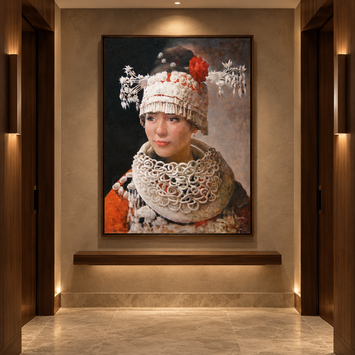 Quiet Gaze — Female Portrait Painting of a Miao Woman