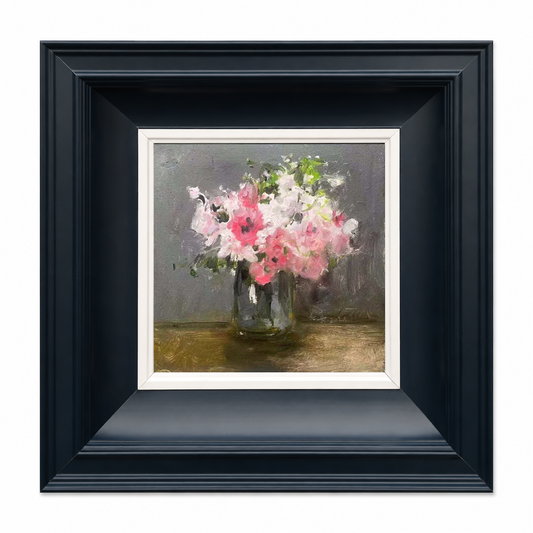 Quiet Flowers No.04 — Original Oil Painting of Pink Blossoms