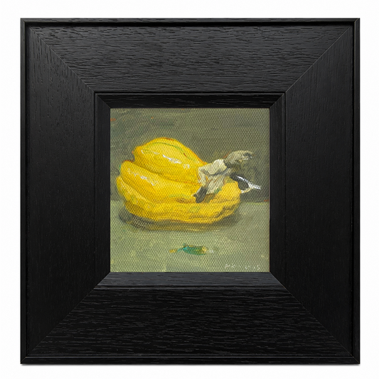 Original Small Framed Yellow Squash Oil Painting – Still Life Wall Art