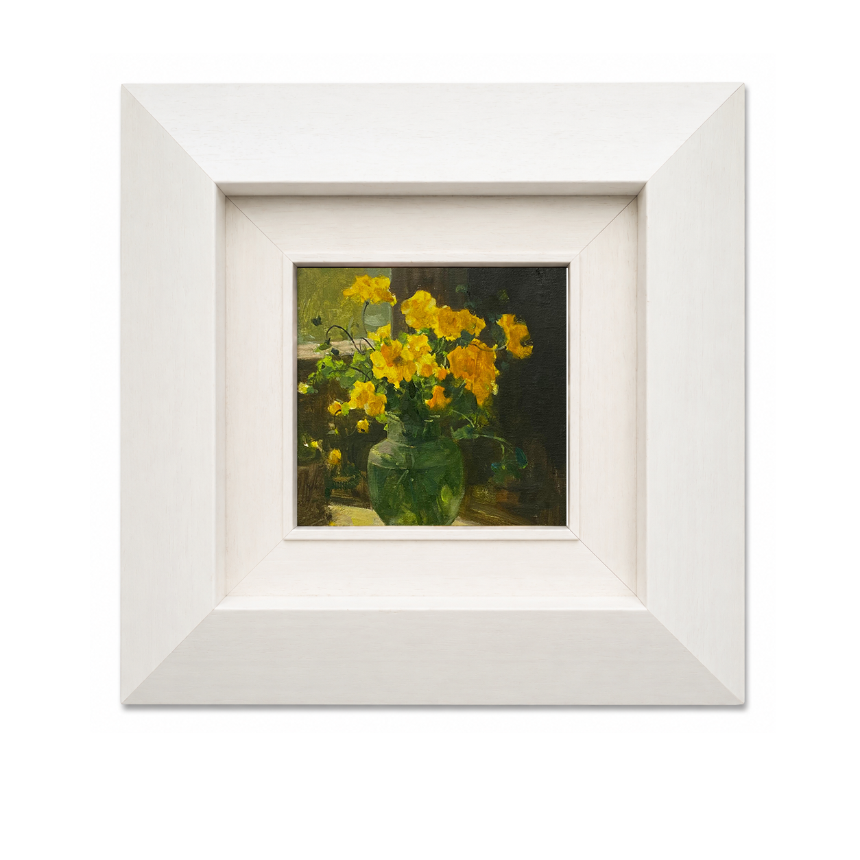 Yellow Flowers Oil Painting (Framed) – Original Botanical Still Life Artwork