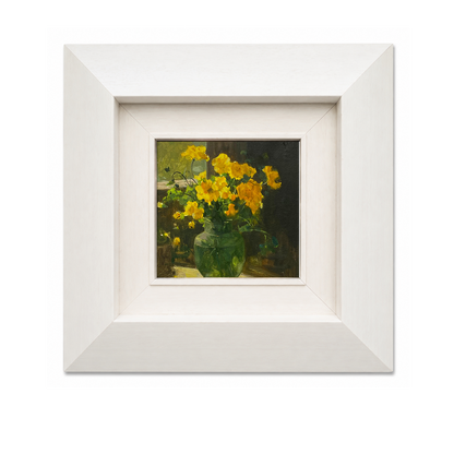Yellow Flowers Oil Painting (Framed) – Original Botanical Still Life Artwork