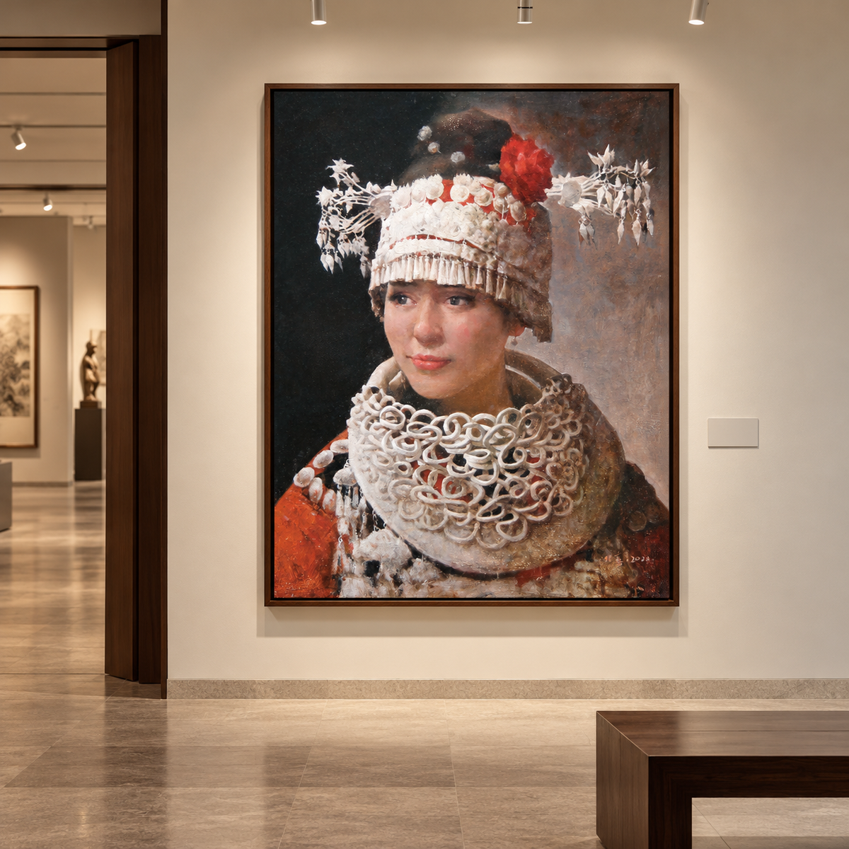 Quiet Gaze — Female Portrait Painting of a Miao Woman