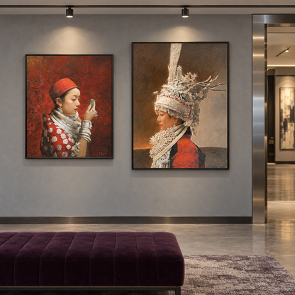Woman in Red — Miao Woman Portrait Painting