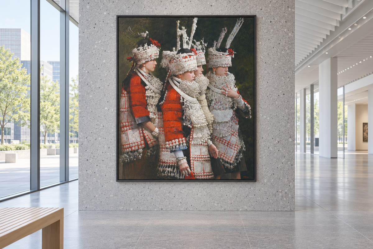 Miao Women in Profile — Figurative Oil Painting