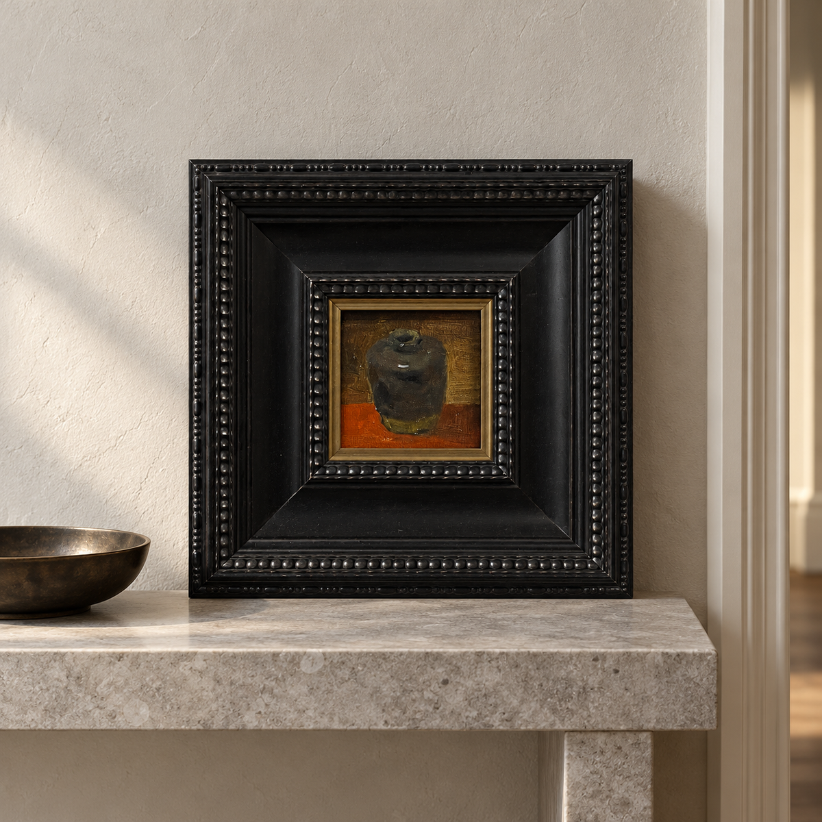 Round Black Pot — Original Still Life Oil Painting