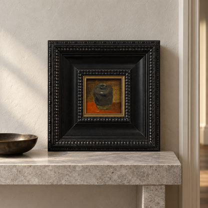 Round Black Pot — Original Still Life Oil Painting