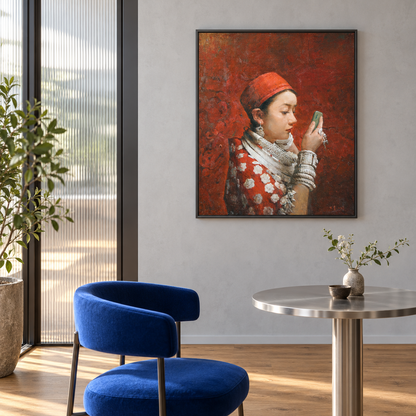 Woman in Red — Miao Woman Portrait Painting