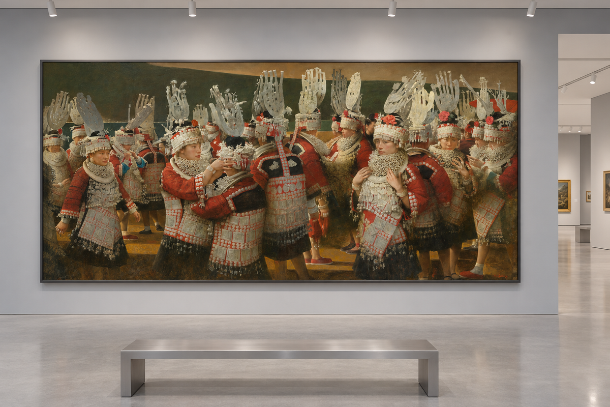Miao Gathering — Group Figurative Oil Painting