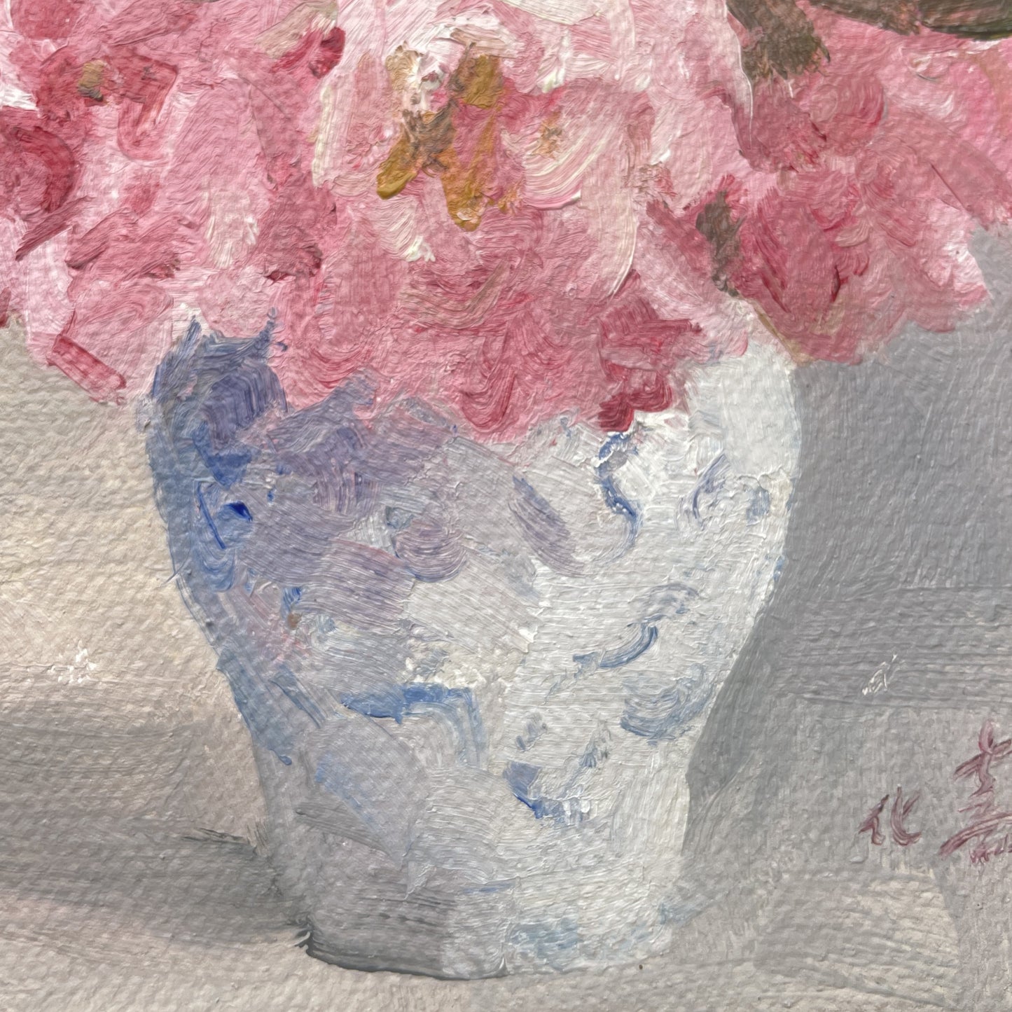 Quiet Flowers No.02 — Original Oil Painting of Pink Blossoms