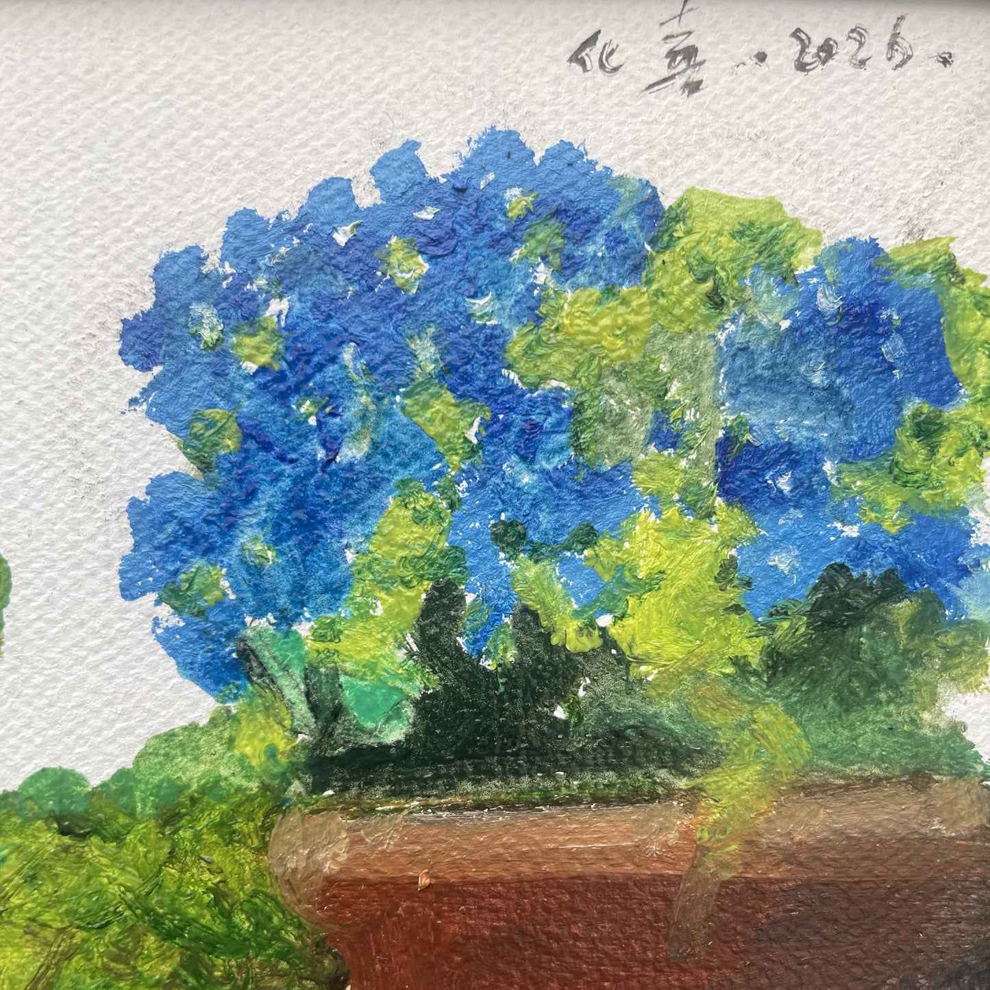 Quiet Flowers No.03 — Original Oil Painting of Blue Hydrangeas