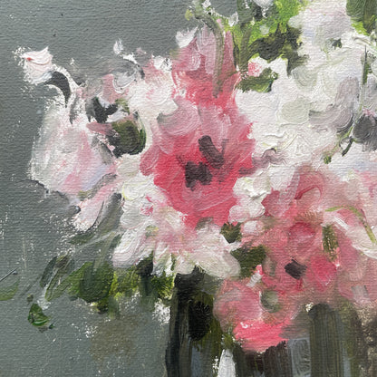 Quiet Flowers No.04 — Original Oil Painting of Pink Blossoms
